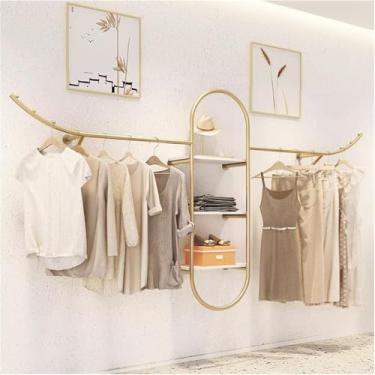 Imagem de Cremalheiras Criativas Do Vestuário Da Exposição Em Lojas De Roupa Do Boutique, Cremalheira Dourada Fixada Na Parede De Hging Da Roupa Da Mobília De Exposição Da Loja, D449, L:350cm