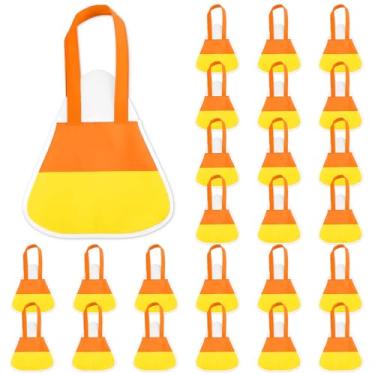 Imagem de Whaline 24 peças de sacolas de presente de Halloween não tecidas com alças de milho doce sacola reutilizável de doces para compras de doces ou doces suprimentos de lembrancinhas de festa