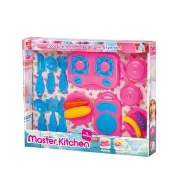 Imagem de Kit Brinquedo De Cozinha E Fogão Com Legumes 12 Peças - Rosa - Toymast