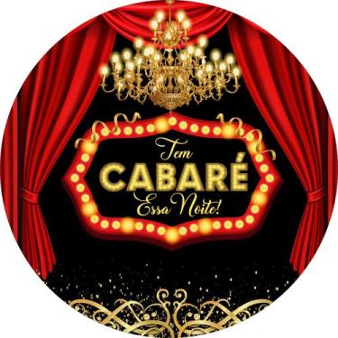 Imagem de Painel de Tecido Sublimado Redondo Tem Cabaré Essa Noite Cortina Verme