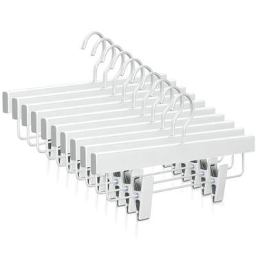 Imagem de Cabide para calças TOPIA HANGER, todo em madeira branca com clipes, pa