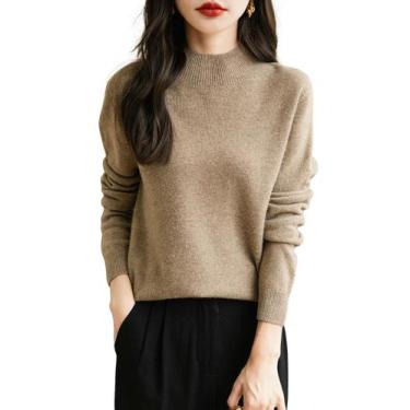 Imagem de Suéter feminino Chanyarn outono/inverno 100% lã merino bronzeado GG