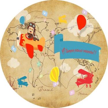 Imagem de Painel de Lona Redondo  Aviador e Balões - Fabrika De Festa, 100x100cm