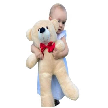 Imagem de Urso De Pelúcia Gigante Teddy 50 Cm Macio com Laço Vermelho - Doce de Leite