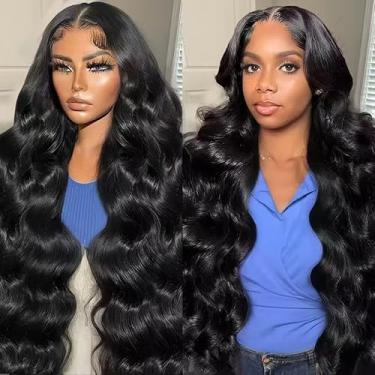 Imagem de Perucas de cabelo humano ondulado frontal de 45,7 cm 33 x 10 cm de densidade HD 200 perucas de cabelo humano pré-arrancado brasileiro virgem perucas de cabelo humano para mulheres sem cola peruca