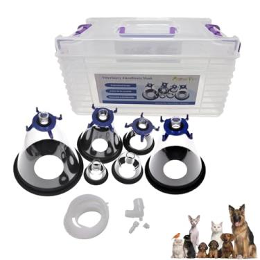 Imagem de PROMEVET Conjunto de máscara de anestesia veterinária - 6 tamanhos para cães/gatos/pássaros/animais de estimação - Acessório anestésico, serve para máquinas de anestesia padrão - Fácil de limpar e