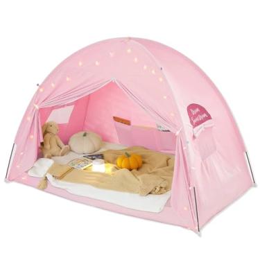 Imagem de Hommi Lovvi Tenda de cama de solteiro para meninas, barraca de dormir blackout interna com dossel dos sonhos, barraca de privacidade respirável para beliches, ideal para quartos com ar condicionado ou