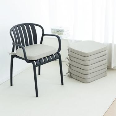 Imagem de Helios&Hestia Almofadas de cadeira de jantar internas com laços para cozinha, almofadas de assento externas com capa removível, fundo antiderrapante, impermeável, espuma de alta resistência, 43 x 40 x