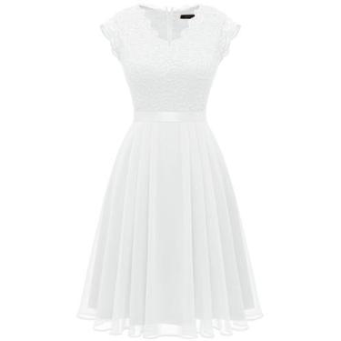 Imagem de Vestido Dressystar com decote em V, renda, convidada de casamento, dam