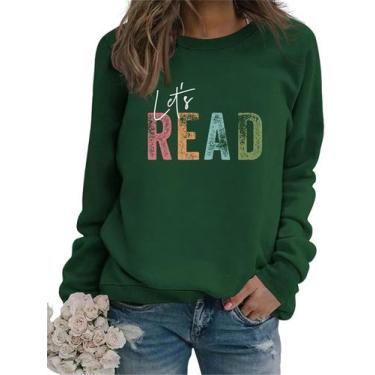 Imagem de Moletom GVABRLN Reading Book para mulheres verde escuro