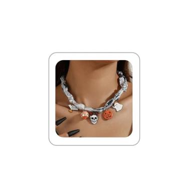 Imagem de ANGLEQUEEN Colares de Halloween para mulheres, vintage, de veludo, aranha, gargantilhas, colar gótico, colar punk de seda, cachecol de seda, bijuteria, acessórios de emoção, Zinco, Sem Pedra Preciosa
