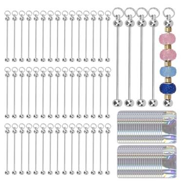 Imagem de Fukaisu 100 Peças Barras de Chaveiro Miçangas com Bolsas, Metal Kit para Fazer Chaveiros com Miçangas Acessórios Faça Você Mesmo para Mulheres e Homens Natal Aniversário Presente de Elefante Branco