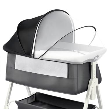 Imagem de DUOMI Rede mosquiteira para berço, capa de rede mosquiteira portátil para manter os animais de estimação fora. (capa de berço preta para guarda-sol)