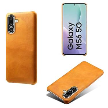 Imagem de Capa para Samsung Galaxy M56 5G,Proteção contra quedas,Casca de volta de cor sólida simples,Design de couro de imitação de plástico-Orange