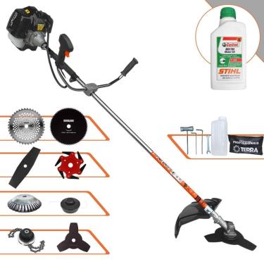 Imagem de Máquina de Corta Grama Terra GRH430 À Gasolina 43cc 1,7HP 6.500rpm Multifunções Completa Com Carretel de Nylon + 7 Opções de Corte + ÓLEO STIHL 2T