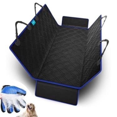 Imagem de Kit Capa Pet Protetor Banco Traseiro e Luva Tira Pelo Cão (Azul)
