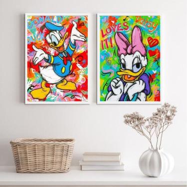 Imagem de Kit 2 Quadros Grafite Margarida e Donald 33x24cm Preto