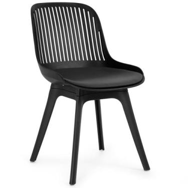 Imagem de Cadeira de Jantar Estofada Marcela Sem Braços - Preto - Magazine Decor