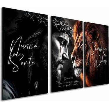 Imagem de Quadro Decorativo Jesus Cristo Salmo 23 Leão De Judá Sala Colorido Col