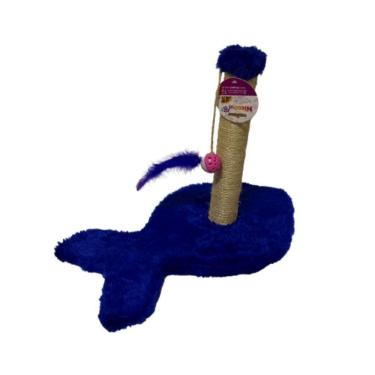 Imagem de Arranhador Torre Para Gatos Com Bola Pena - Azul.