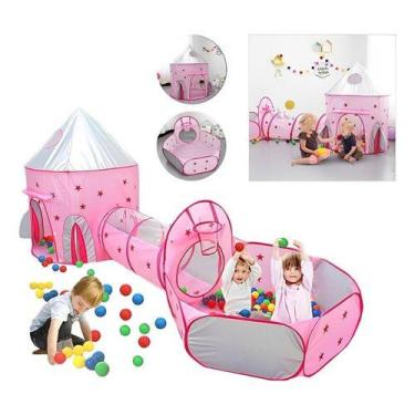 Imagem de Barraca Infantil Rosa Toca Túnel 3 X 1 Barbie Cesta Basquete - Genéric