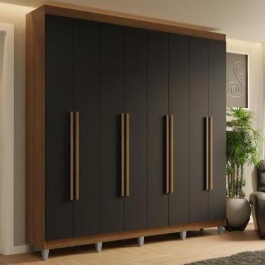 Imagem de Guarda-roupa Casal Com Pés 8 Portas Batentes Rustic-preto-rustic Satur