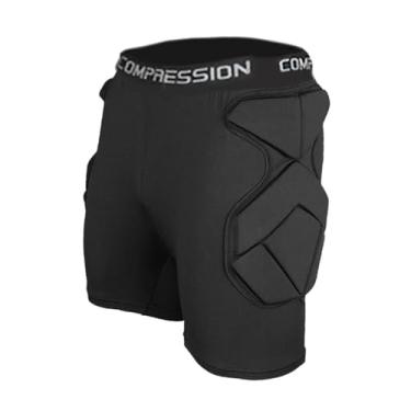 Imagem de harayaa Shorts de goleiro com proteção de coxa e cintura flexível, proteção contra impactos, shorts de goleiro de futebol para beisebol, W Crotch Protector, Xl