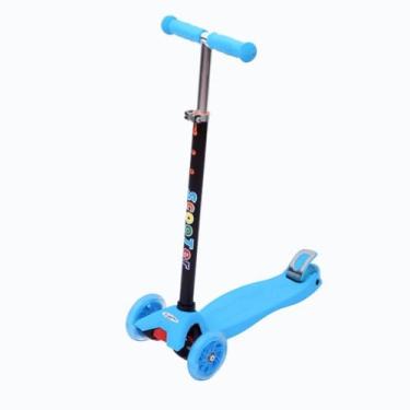 Imagem de Patinete Regulável Infantil Azul | Rosa | 4 Rodinhas Com Led Para Crianças Até 60Kg (AZUL)
