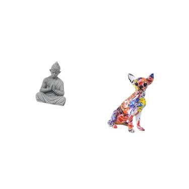 Imagem de Fenteer Estátua de Fusão de Buda E Chihuahua Vivid Sun Wukong, Figura única Multicolorida de Animal E Macaco Colecionável para Decoração de Jardim Doméstico