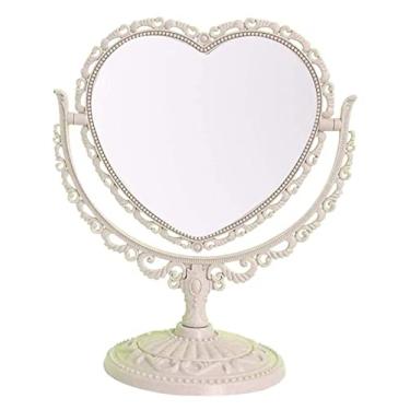 Imagem de AKALNNB Espelho de maquiagem LED espelho de maquiagem espelho cosmético com suporte, estilo vintage ajustável espelho de maquiagem de mesa