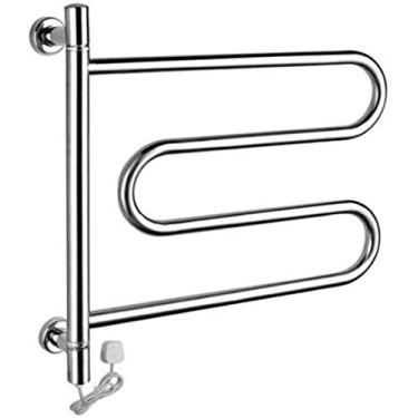 Imagem de Aquecedor de toalha de parede de banheiro, toalheiro, toalheiro elétrico, aço inoxidável 304, giratório, montado na parede, secador de toalhas adequado para banheiro, cozinha, hotel, acessórios de