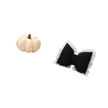 Imagem de Fenteer Almofada de Pelúcia com Laço de Abóbora de Halloween, Almofada Decorativa para Sofá, Cama, Quarto, Sala de Estudo, Cadeira de Escritório, Decoração Mo