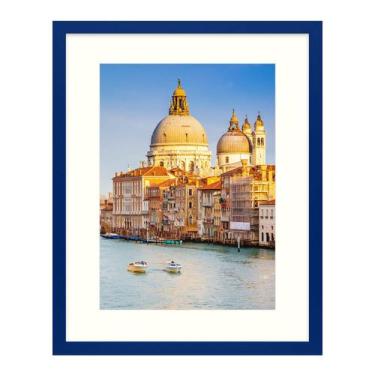 Imagem de Porta-retratos wyooxoo de madeira maciça azul escuro 40x50cm com tapet