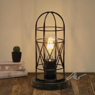 Imagem de Candeeiro de mesa industrial Seaside Village Rustic Cage 28cm