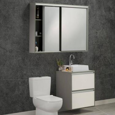 Imagem de Gabinete e Espelheira Plena Versati 80cm Elite Verde/Branco