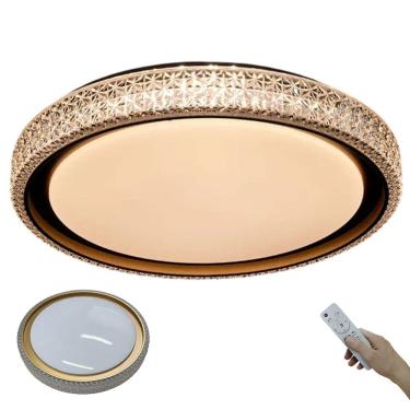 Imagem de Luminaria Plafon 3 Tons LED Cristal Luxo Moderno Controle Remoto Residencial Comercial Iluminaçao Ambiente