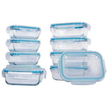 Imagem de Kit Potes Herméticos Vidro Com Tampa Vedação - 10 Peças