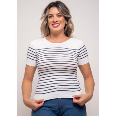 Imagem de Blusa Pau a Pique Modal Listrado Branco
