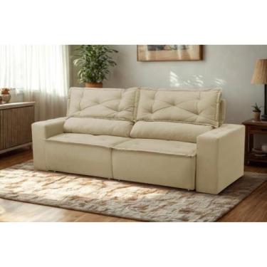 Imagem de Sofá Retrátil e Reclinável 2 lugares com Molas 1,50m Lima Suede Bege M
