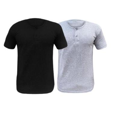 Imagem de Kit 2 Camiseta Henley Masculina Camisa Botões Gola Portuguesa Premium 