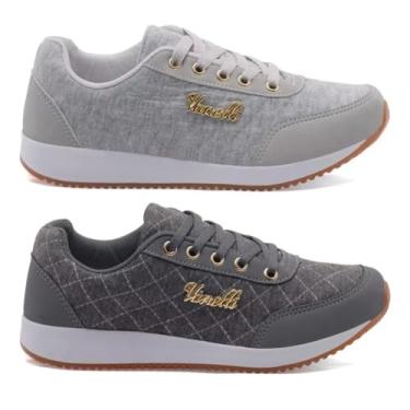 Imagem de Kit 2 Pares Tênis Feminino Casual Leve e Confortável | Tênis Feminino Versátil para Caminhada, Dia a Dia e Trabalho (Grafite + Cinza, BR, Adulto, Numérico, 37)