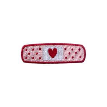 Imagem de Roiseposie Patch de coração rosa Band Aid, bandagem médica, 7,5 cm, aplique de tecido bordado para enfermeiras médicas para roupas, mochilas, chapéu, jeans, adesivos de autocuidado para meninas