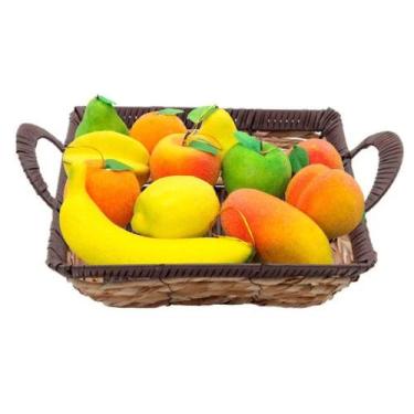 Imagem de Kit Cesto Multiuso Porta Frutas Palha Fruteira Com Alça 32cm - Gici De