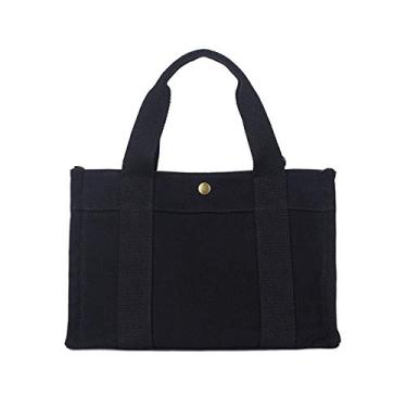Imagem de Bigfanshu Bolsa feminina casual de lona, bolsa carteiro, bolsa tipo carteiro, bolsas Tide, Preto, 32*15.5*22.5cm
