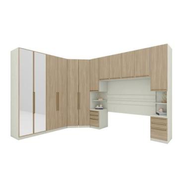 Imagem de Quarto Modulado Casal 6 Peças Seletto Areia/Jequitibá - Henn
