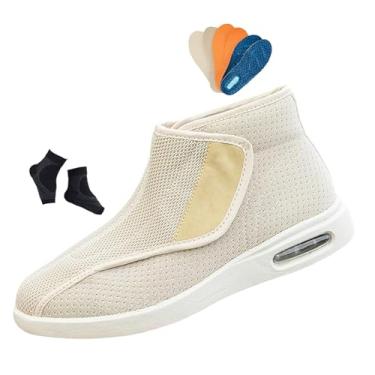 Imagem de Calçado Pés Diabéticos, Calçado De Cano Alto Para Homem Com Malha Antiderrapante E Ajustável Para Edema Diabético, Casa Ampla Confortável Edema Artrítico, Para Artrite E Fascite(Beige,39 EU)