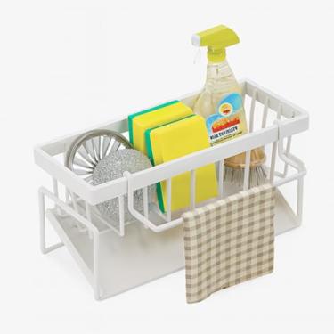 Imagem de Porta Detergente e Suporte Esponja De Cozinha Ajustável Multiuso Escorredor Retrátil(Branco)