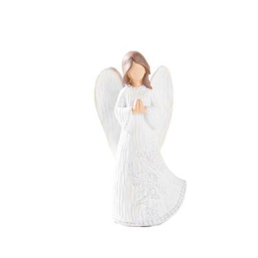 Imagem de Escultura em resina, figura de anjo abençoado, mãos rezando, 14 cm - y