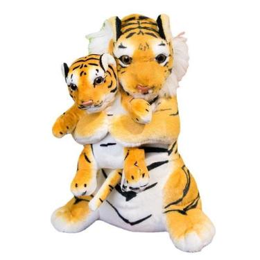 Imagem de Brinquedo de pelúcia Tiger Stuffed Bicho 39 cm com design para mãe e b