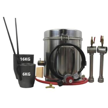 Imagem de LSMIITTH Forno de Fusão de Metal Grande de 16 Kg(35 Lbs) Queimador Duplo com Cadinhos de Grafite(16 Kg / 35 Lbs e 6 Kg / 13 Lbs) Kit de Forno de Fundição de Forno Doméstico de Fundição com Ferramentas